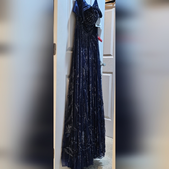 Mac Duggal Navy Silver Sequin Gown NWT Size 10 | Formal Prom Pageant Evening Dre - Picture 6 of 14